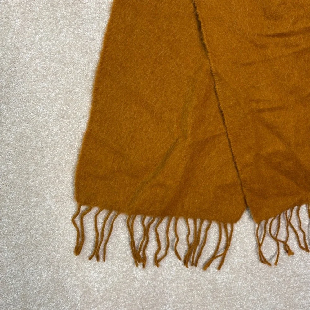 LANIFICIO DEL PERU 100% Alpaca Scarf Mustard Fringed Winter Boho 13X46‎